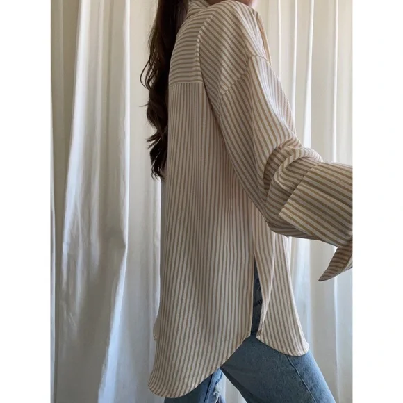 ELISE SHIRT — In Beige/White - Picture 9 of 10